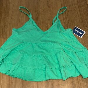American Eagle Outfitters Green Ruffled Crop Camisole